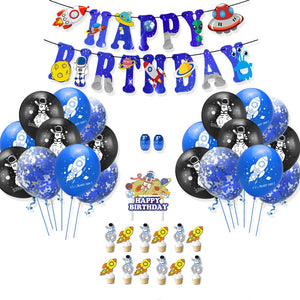 Outer Space Themed Happy Birthday Banner and Balloons Set