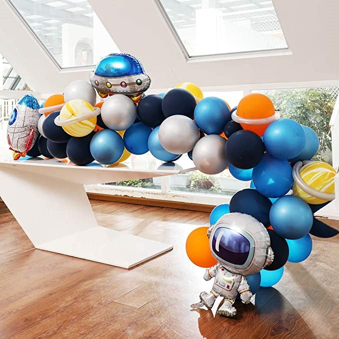Astronaut and rocket foil balloons, space-themed party decorations, helium-compatible Mylar balloons, outer space birthday decor, kids party balloons Australia, DIY space party decor, party store Brisbane, space adventure balloons, astronaut rocket balloons Australia, themed party decorations