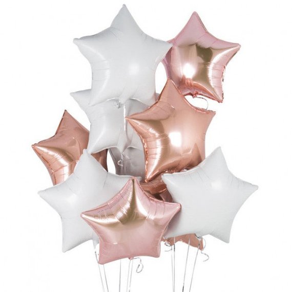 18 inches Rose Gold Star Foil Balloons - Set of 10