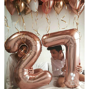 32 inches Number Foil Balloons - Rose Gold-Balloons-Decoren