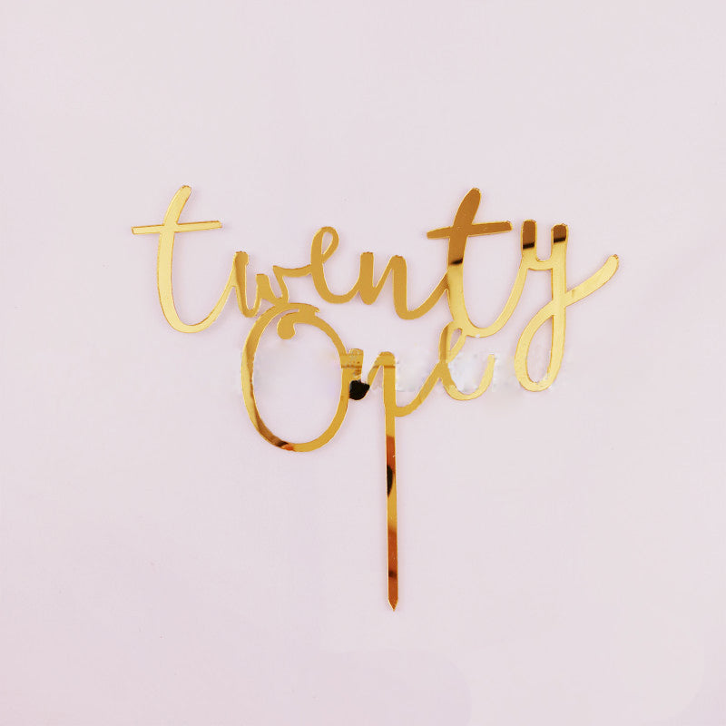 Gold Twenty One Cake Topper