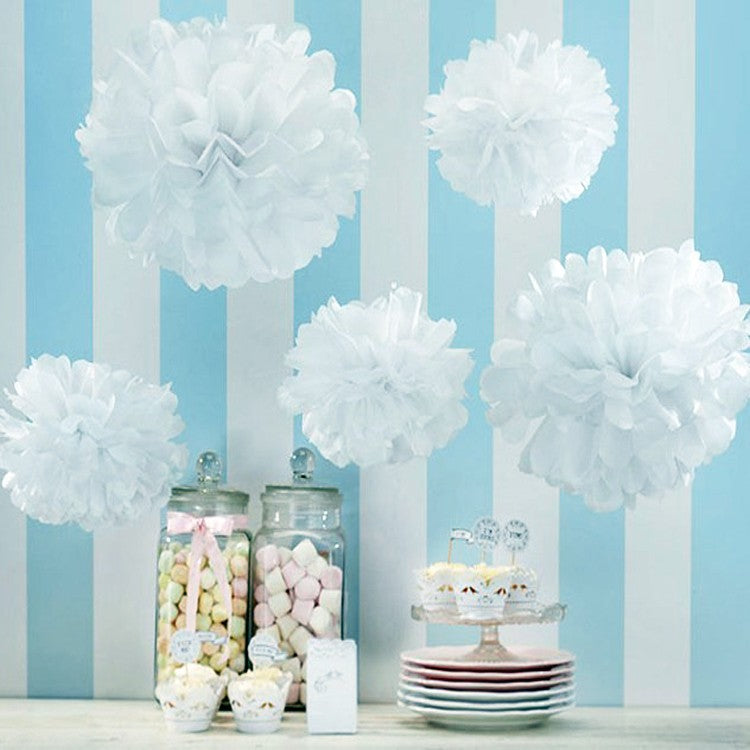 white paper pom-poms, white lanterns, paper lantern set, party decorations, wedding decorations, baby shower decor, birthday party decor, gender reveal party, anniversary decorations, engagement party decor, elegant party decorations, eco-friendly decor, hanging paper decorations, pom-pom and lantern set, white party decor, Brisbane party supplies, Gold Coast event decor, Australia party decorations, QLD event styling, DIY party decorations, easy to assemble decor