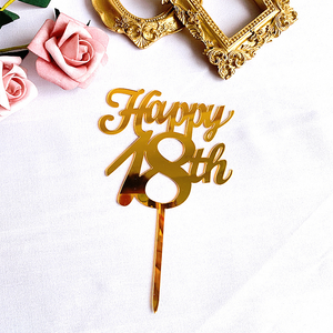 Gold Mirrored Acrylic Happy 18th Birthday Cake topper