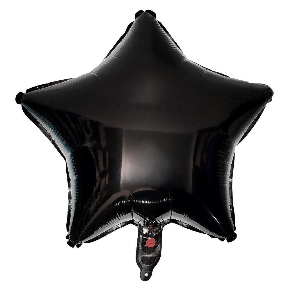 18 inches Black Gold and Silver Star Balloons - Set of 10-Balloons-Decoren