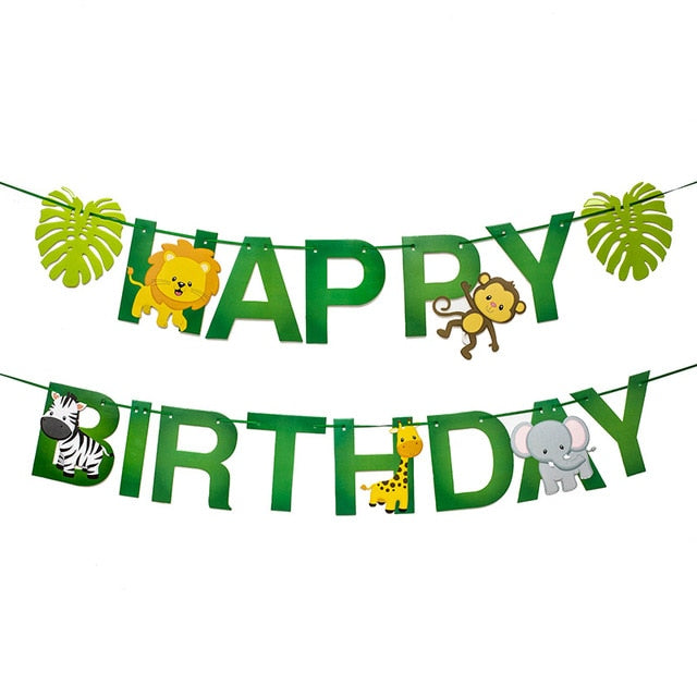 Jungle Theme Balloons and Banners Decoration Set
