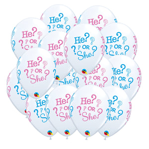 He or She Printed Latex Balloons - 11 inches
