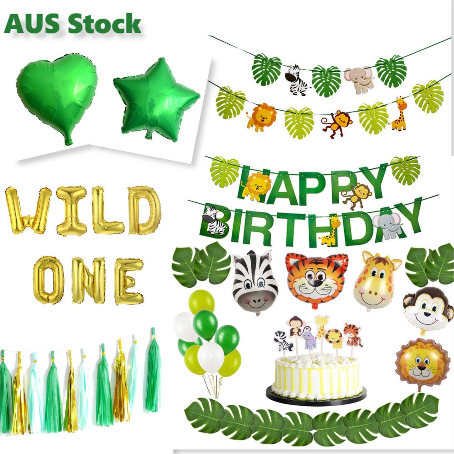 Jungle Theme Balloons and Banners Decoration Set