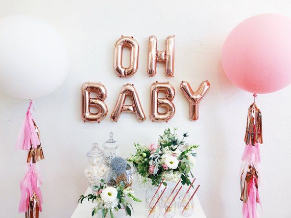 Rose Gold OH BABY Foil Balloons