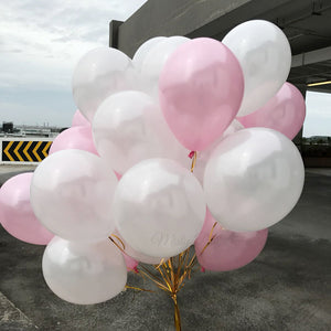 Metallic Pearl Pink and White Metallic Balloons - Set of 10-Decoren
