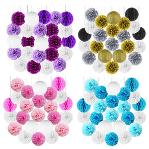 10 inches Pompoms and Lanterns Sets
