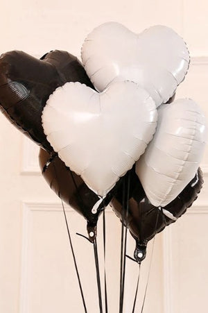 18 inches Black Heart Foil Balloons - Set of 10 balloons-Balloons-Decoren