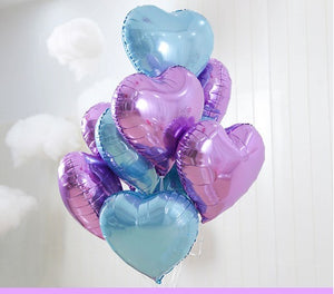 18 inches Light Purple and Light Blue Heart Foil Balloons - Set of 10-Balloons-Decoren