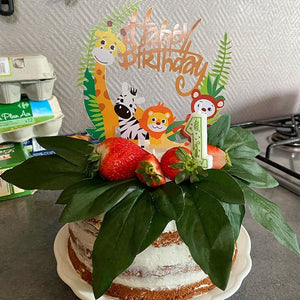 Jungle Animal Happy Birthday Cake Topper