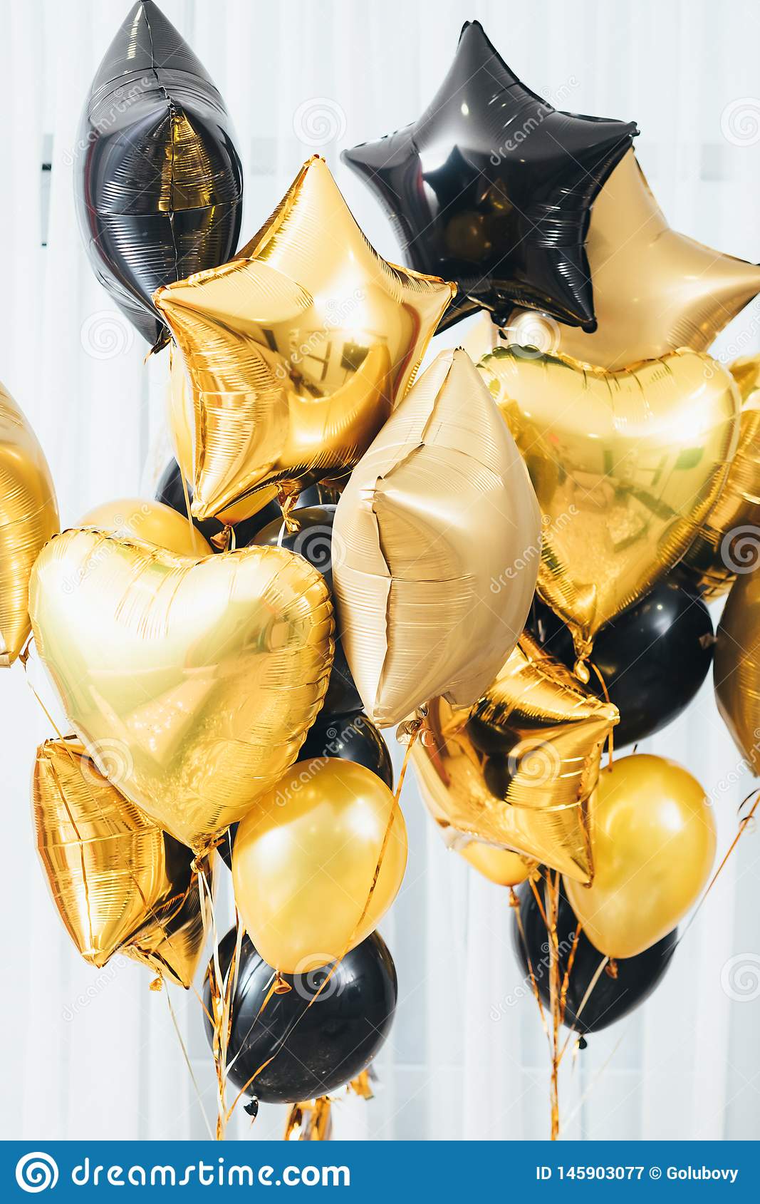 18 inches Black Gold and Silver Star Balloons - Set of 10-Balloons-Decoren