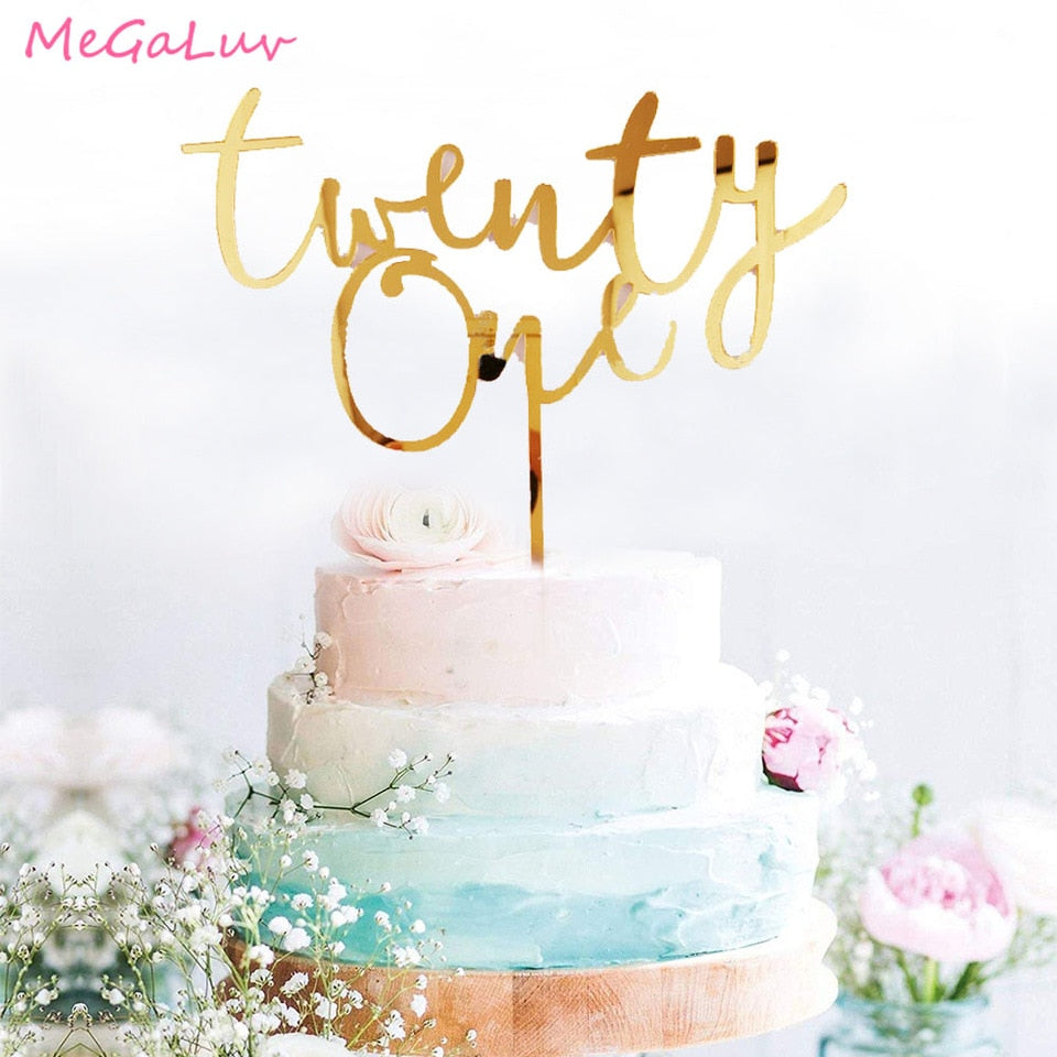 Gold Twenty One Cake Topper