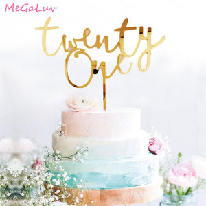 Gold Twenty One Cake Topper