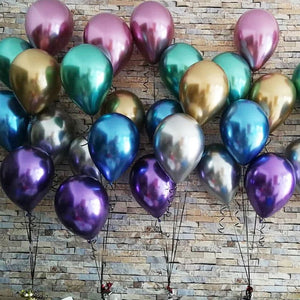 12 inches Purple Metallic Plain and Confetti Balloons - set of 10-Balloons-Decoren