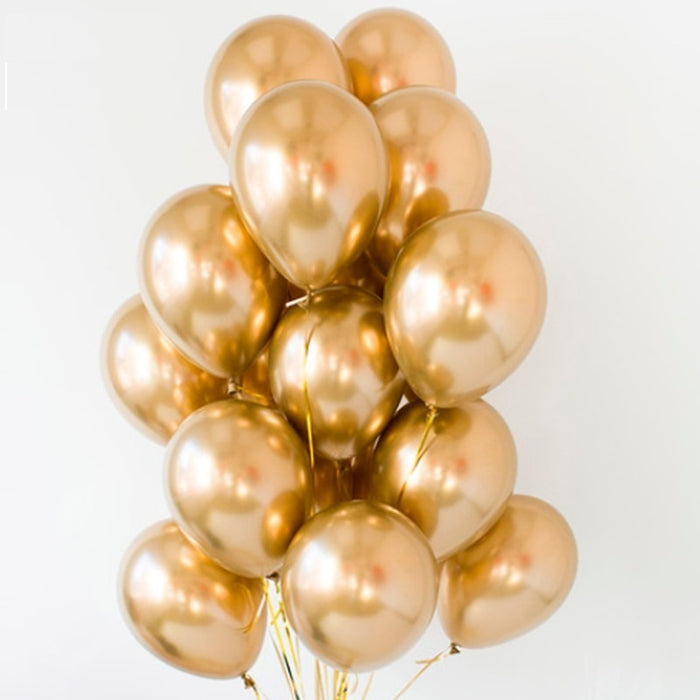 Metallic Gold Latex Balloons -  Set of 10