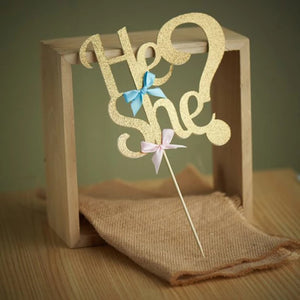 He or She Cake Topper for Baby Shower-Cake Topper-Decoren