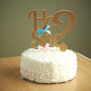He or She Cake Topper for Baby Shower-Cake Topper-Decoren