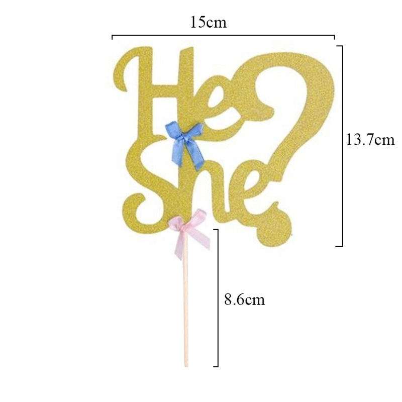 He or She Cake Topper for Baby Shower-Cake Topper-Decoren
