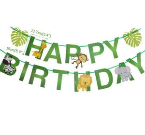 Jungle Themed Happy Birthday Banner