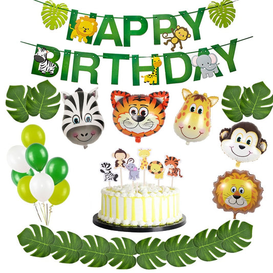 Jungle Theme Balloons and Banners Decoration Set
