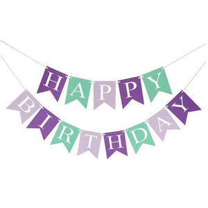 Purple and Teal Happy Birthday Banner