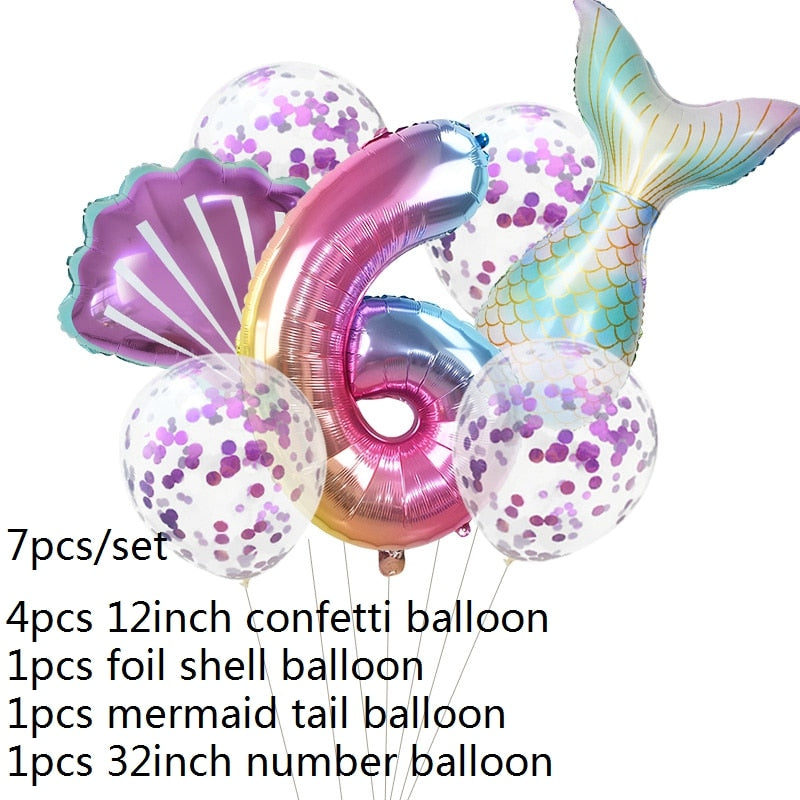 Mermaid Theme Number Balloons sets