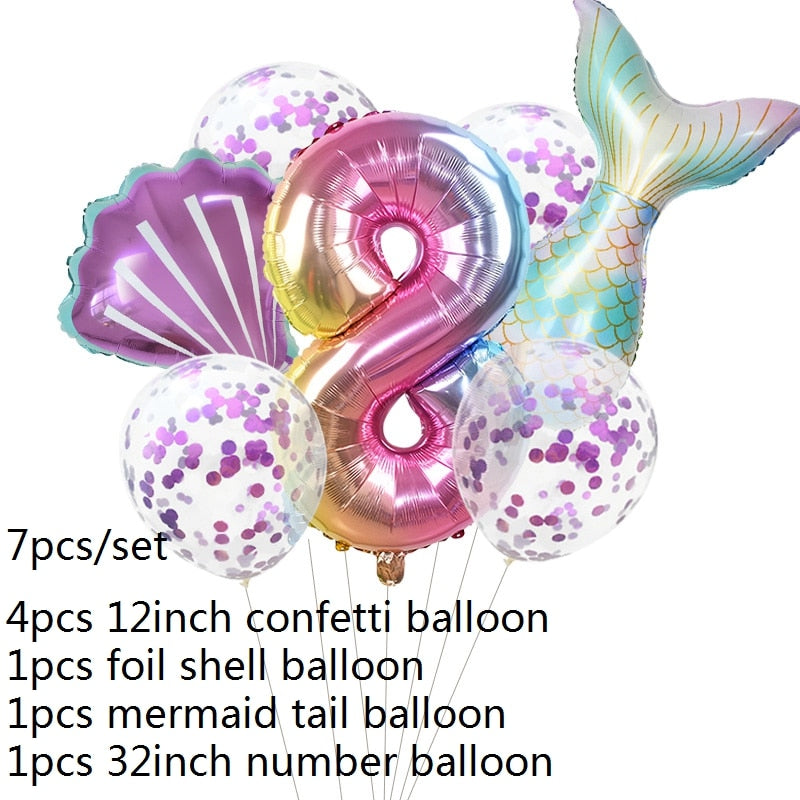 Mermaid Theme Number Balloons sets