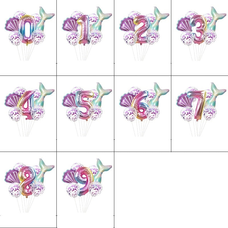 Mermaid Theme Number Balloons sets