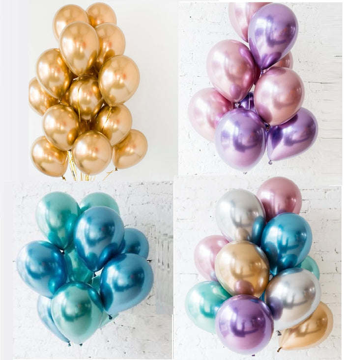 12 inches multicolor metallic balloons