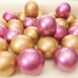 Set of 10 Metallic Latex Balloons - Pink and Gold-Metallic Balloons-Decoren