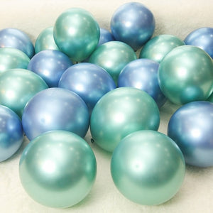 Set of 10 Metallic Latex Balloons - Blue and Green-Metallic Balloons-Decoren