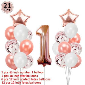 1st Birthday Balloons Set - Rose Gold-Decoren