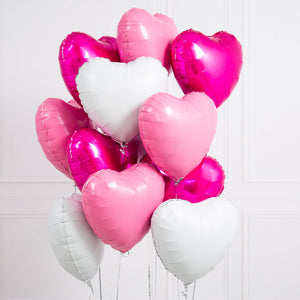 18 inches White Heart Foil Balloons - Set of 10 balloons-Foil Balloons-Decoren