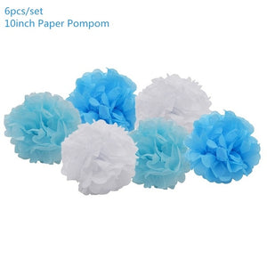Tissue Pom Pom Set of 6 in Blue-Decoren