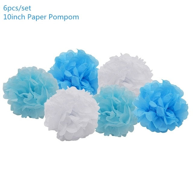 Tissue Pom Pom Set of 6 in Blue