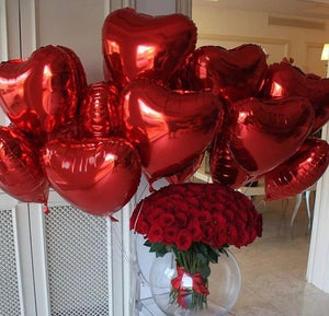 Valentines day Red heart shaped balloons for Love