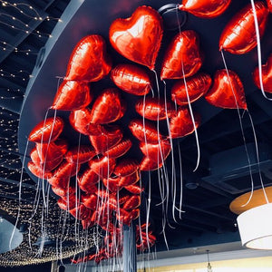 Floating Red Heart shaped balloons decoration