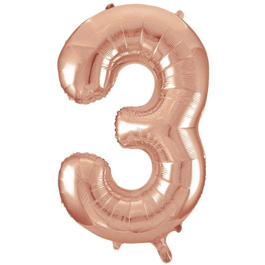 40 inches Number 3 foil Balloon - Rose Gold-Balloons-Decoren