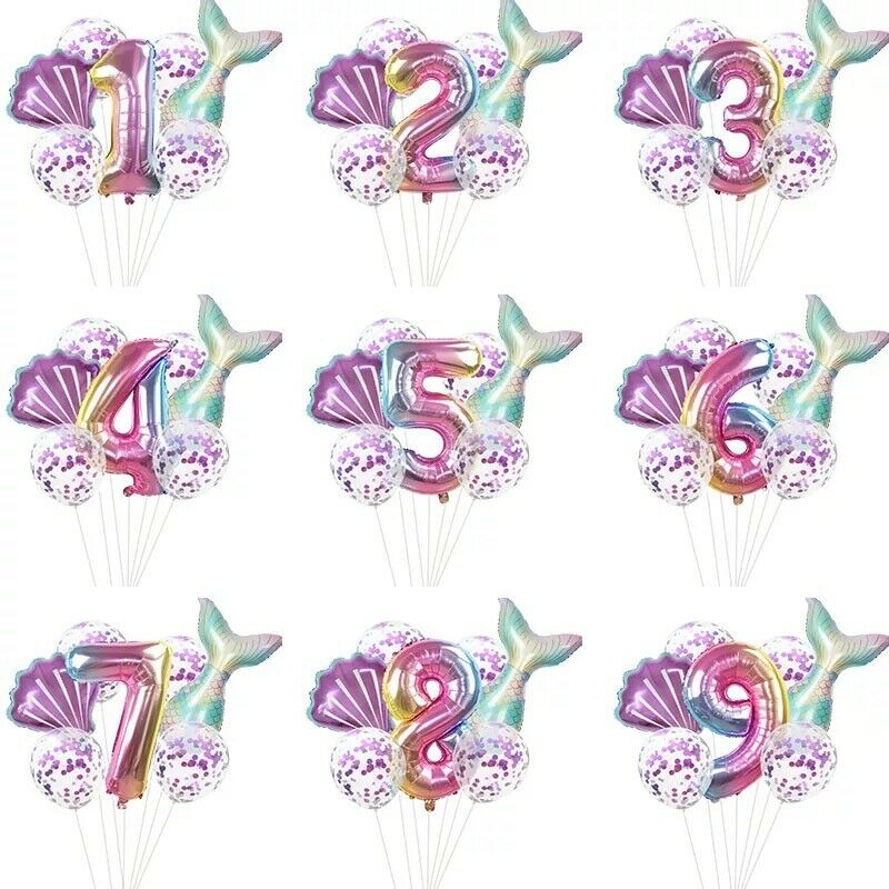 Mermaid Theme Number Balloons sets