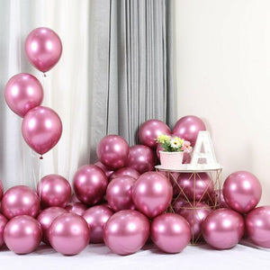 Set of 10 Metallic Latex Balloons - Pink and Silver-Metallic Balloons-Decoren