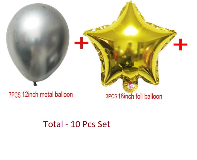 gold star balloons, silver latex balloons, gold and silver balloon bouquet, metallic balloon set, party balloon decoration, birthday balloon bouquet, wedding balloon decor, baby shower balloons, anniversary balloon set, bridal shower balloons, milestone party balloons, helium balloons, air-filled balloons, reusable foil balloons, self-sealing foil balloons, event decoration balloons