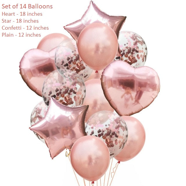 Rose Gold Set of 14 Bouquet Balloons