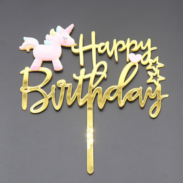 Mermaid Unicorn and Captain America Happy Birthday Cake Topper