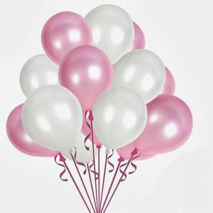 Metallic Pearl Pink and White Metallic Balloons - Set of 10-Decoren